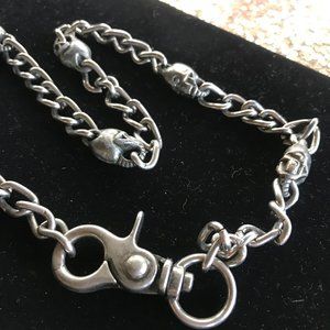 BULKY CHAIN WITH SKULLS, PREOWNED,   30 INCHES LONG.